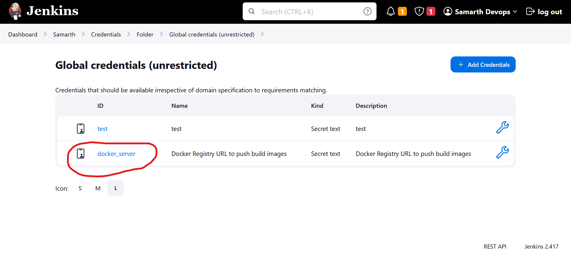 Samarth credentials page